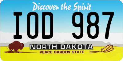 ND license plate IOD987