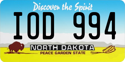 ND license plate IOD994