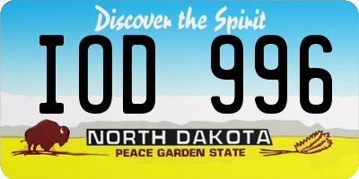 ND license plate IOD996