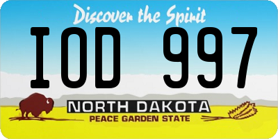 ND license plate IOD997