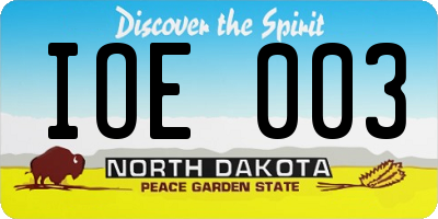 ND license plate IOE003