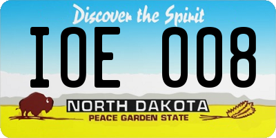ND license plate IOE008