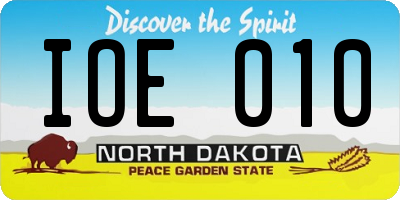 ND license plate IOE010
