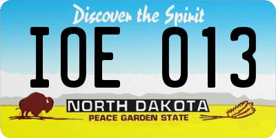 ND license plate IOE013