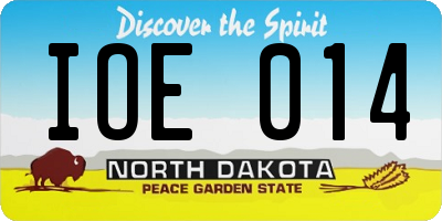 ND license plate IOE014