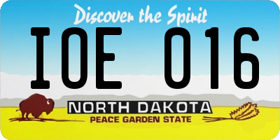 ND license plate IOE016
