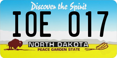 ND license plate IOE017