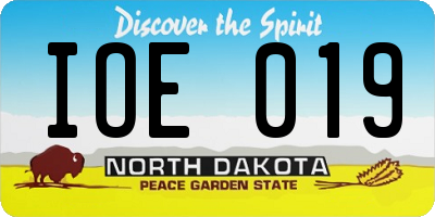 ND license plate IOE019