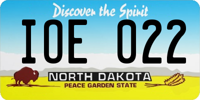 ND license plate IOE022