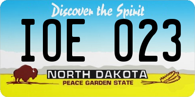 ND license plate IOE023
