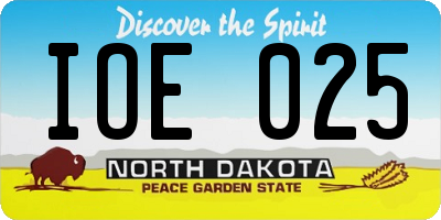 ND license plate IOE025