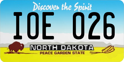 ND license plate IOE026