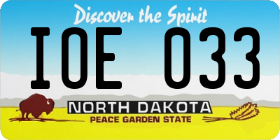ND license plate IOE033