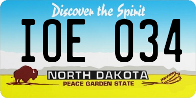 ND license plate IOE034