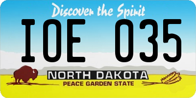 ND license plate IOE035