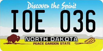 ND license plate IOE036