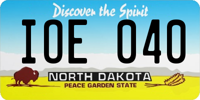 ND license plate IOE040