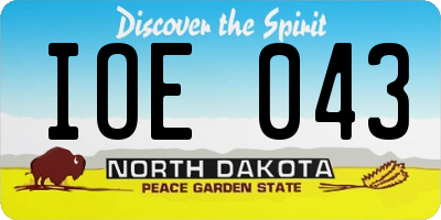 ND license plate IOE043