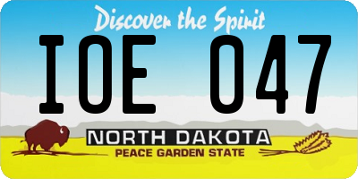 ND license plate IOE047