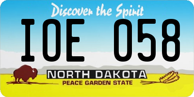 ND license plate IOE058