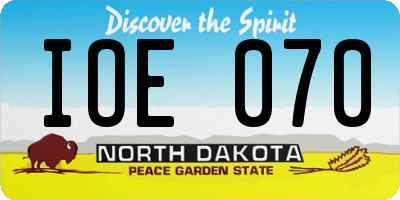 ND license plate IOE070