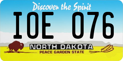 ND license plate IOE076