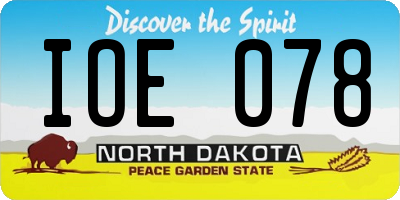ND license plate IOE078