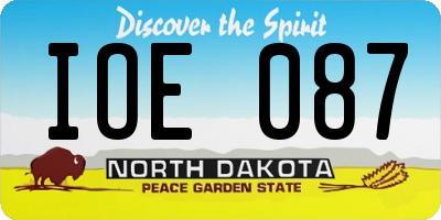 ND license plate IOE087