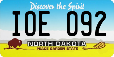 ND license plate IOE092