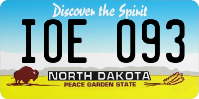 ND license plate IOE093