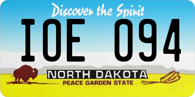 ND license plate IOE094