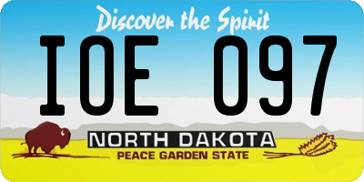 ND license plate IOE097