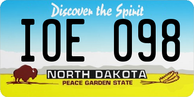 ND license plate IOE098