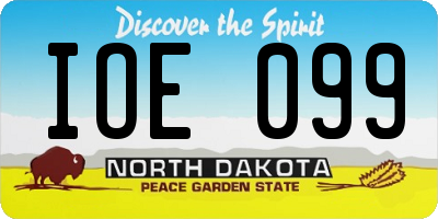 ND license plate IOE099