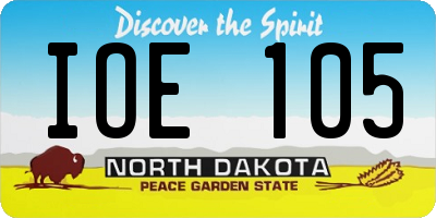 ND license plate IOE105