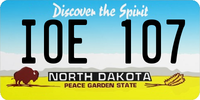 ND license plate IOE107