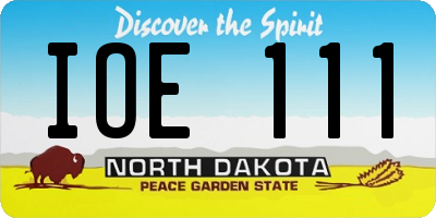 ND license plate IOE111