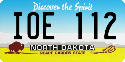 ND license plate IOE112