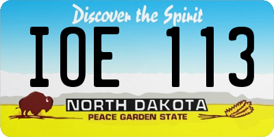 ND license plate IOE113
