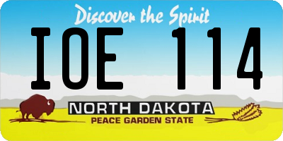 ND license plate IOE114