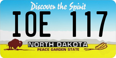 ND license plate IOE117