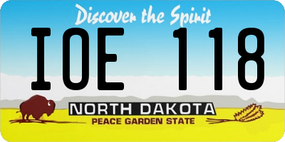 ND license plate IOE118