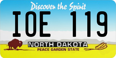 ND license plate IOE119