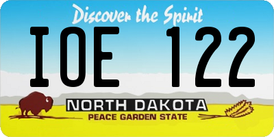 ND license plate IOE122