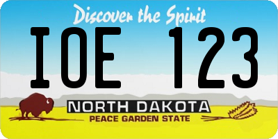 ND license plate IOE123