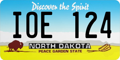 ND license plate IOE124