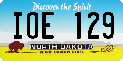 ND license plate IOE129