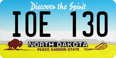 ND license plate IOE130