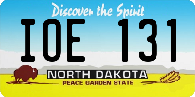 ND license plate IOE131