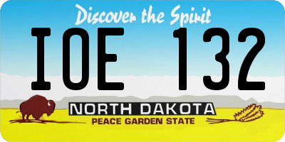 ND license plate IOE132
